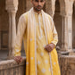 Embroidered Silk Blend Kurta with Dupatta ( HOPKO D 023Yellow )