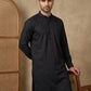 Men’s Solid Pure Cotton Kurta Pyjama Set ( ANMKP 501Black )