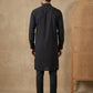 Men’s Solid Pure Cotton Kurta Pyjama Set ( ANMKP 501Black )