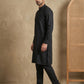 Men’s Solid Pure Cotton Kurta Pyjama Set ( ANMKP 501Black )