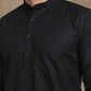 Men’s Solid Pure Cotton Kurta Pyjama Set ( ANMKP 501Black )
