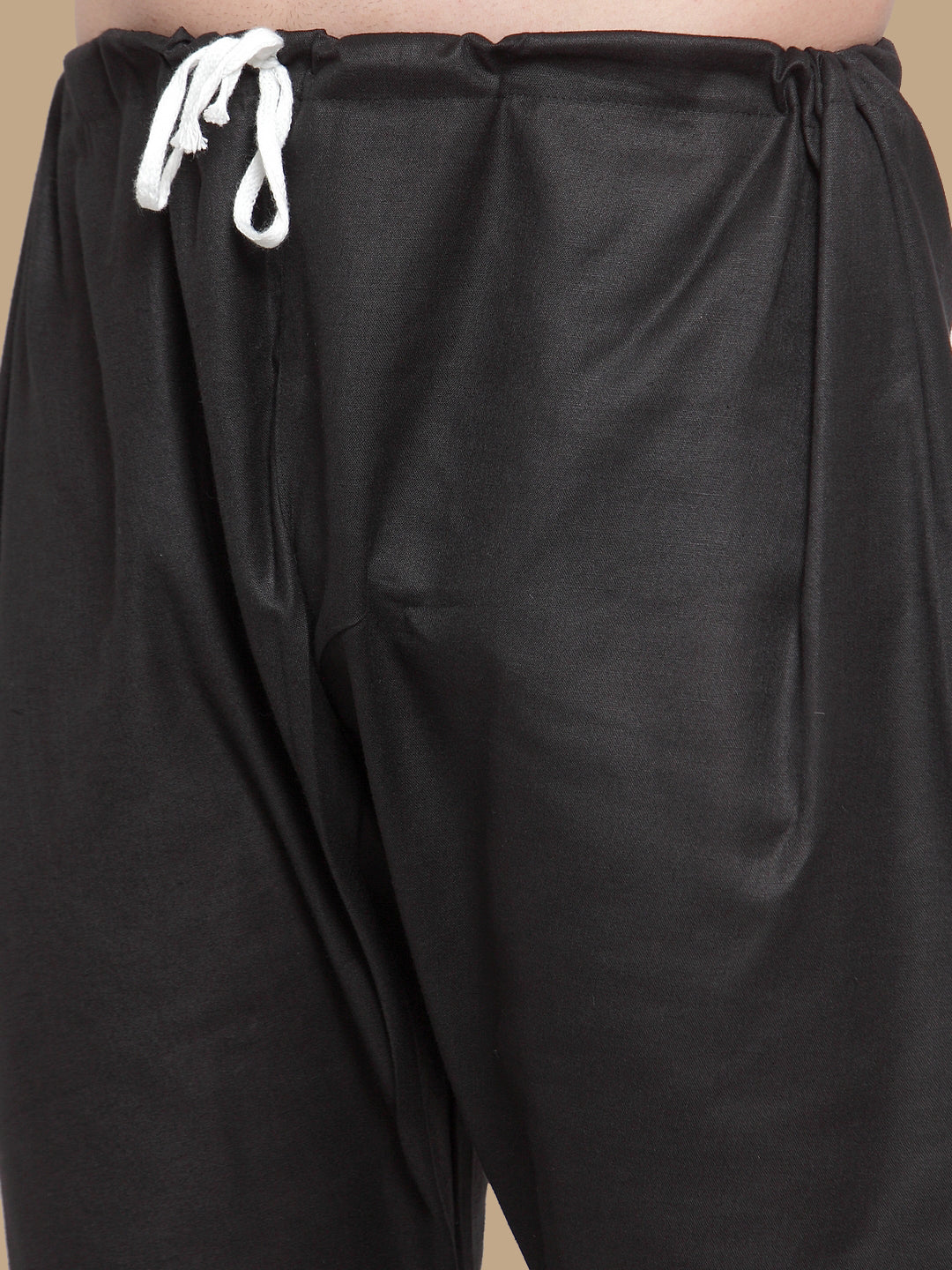 Men’s Solid Pure Cotton Kurta Pyjama Set ( ANMKP 501Black )