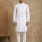 Men’s Solid Pure Cotton Kurta Pyjama Set ( ANMKP 501White )