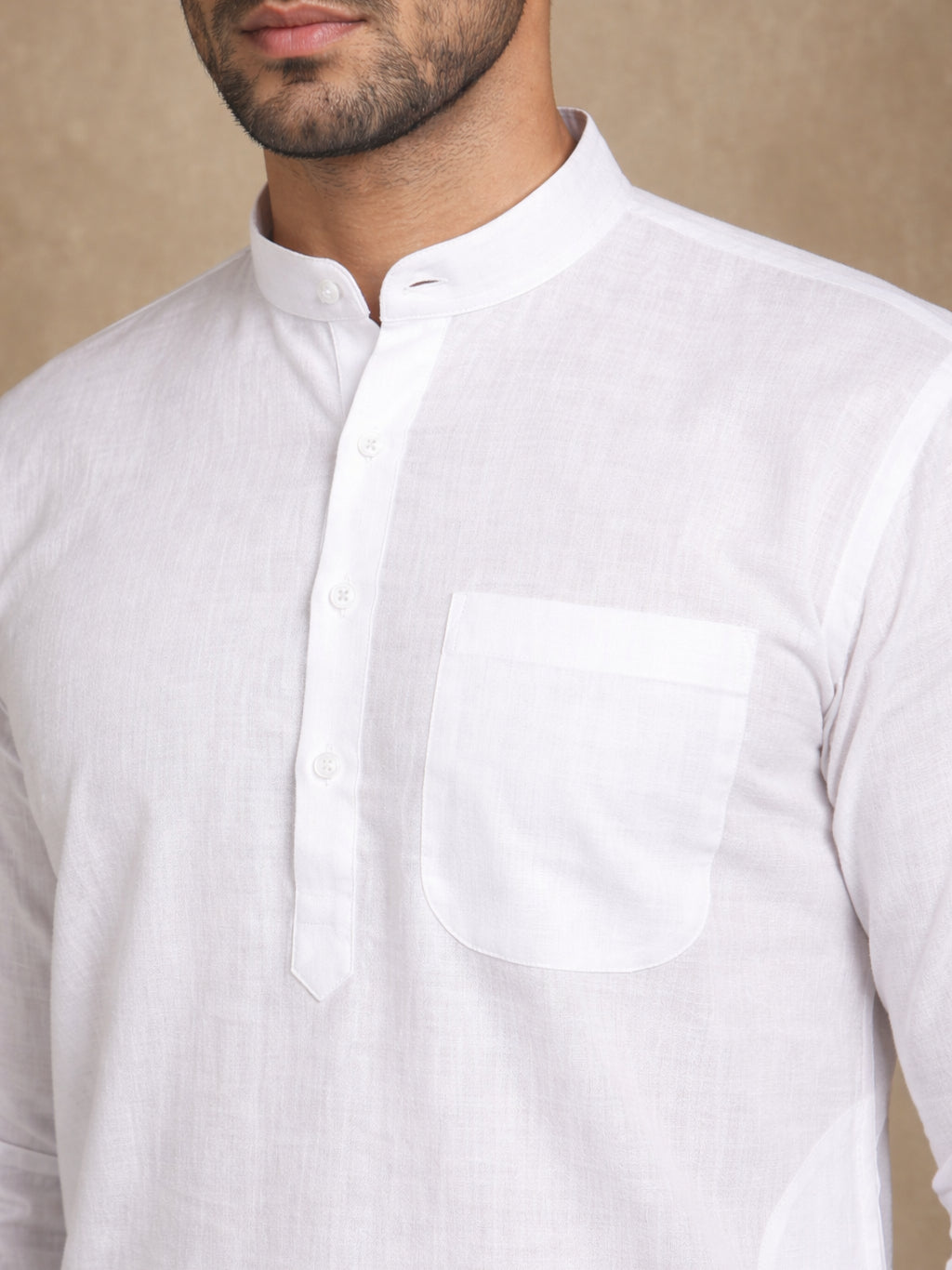 Men’s Solid Pure Cotton Kurta Pyjama Set ( ANMKP 501White )