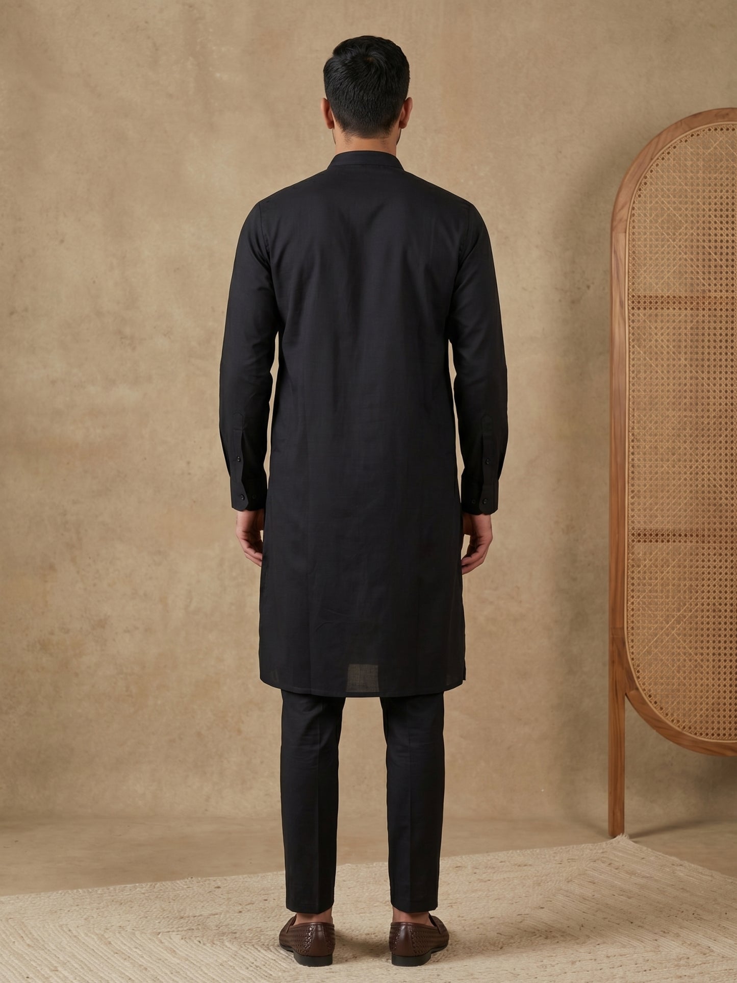 Classic Silk Blend Kurta Pyjama Set for Men ( HOPKP 592Black )