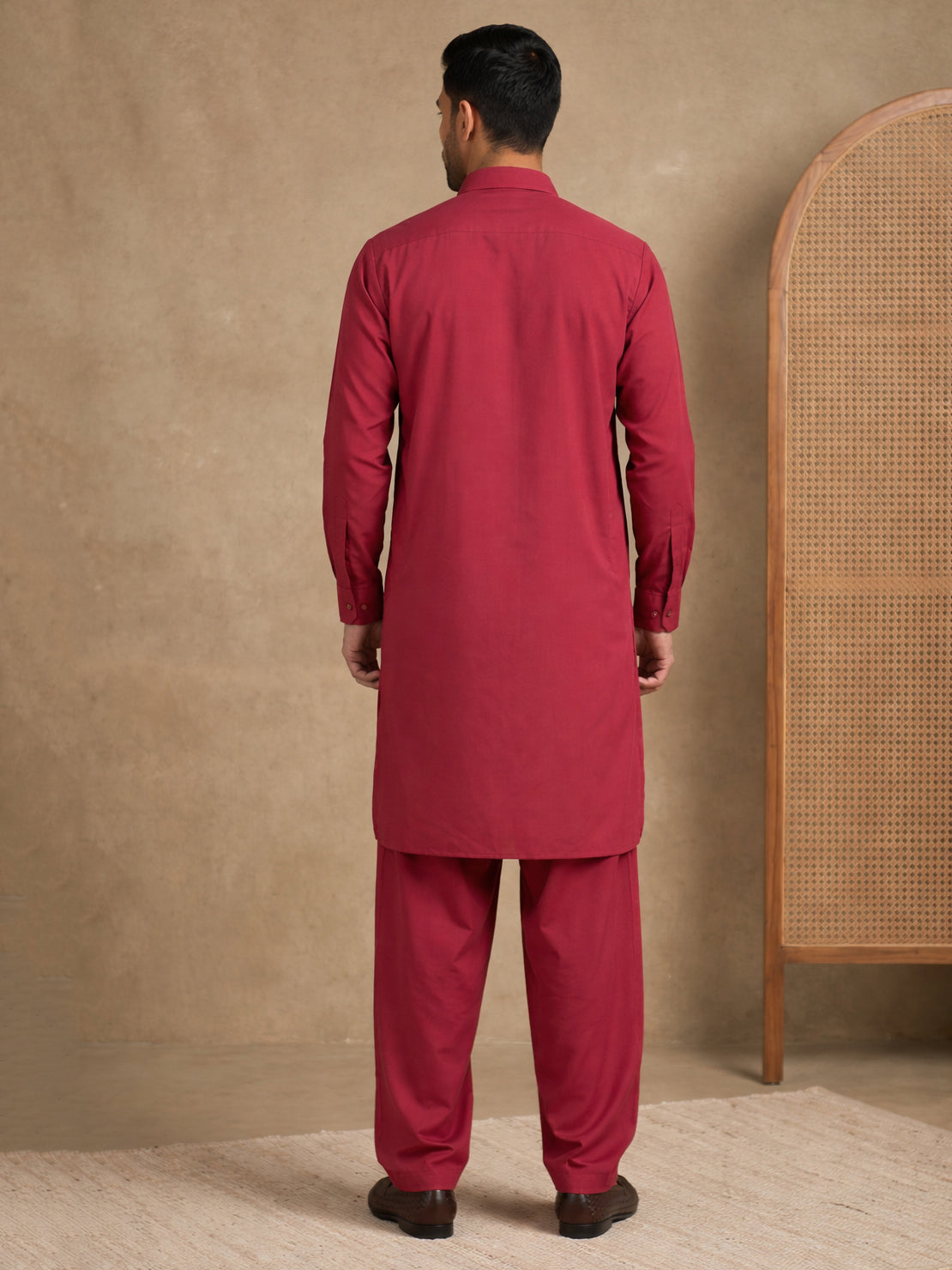 Men's Solid Pathani Kurta with Salwar ( HOPKP 696Maroon )