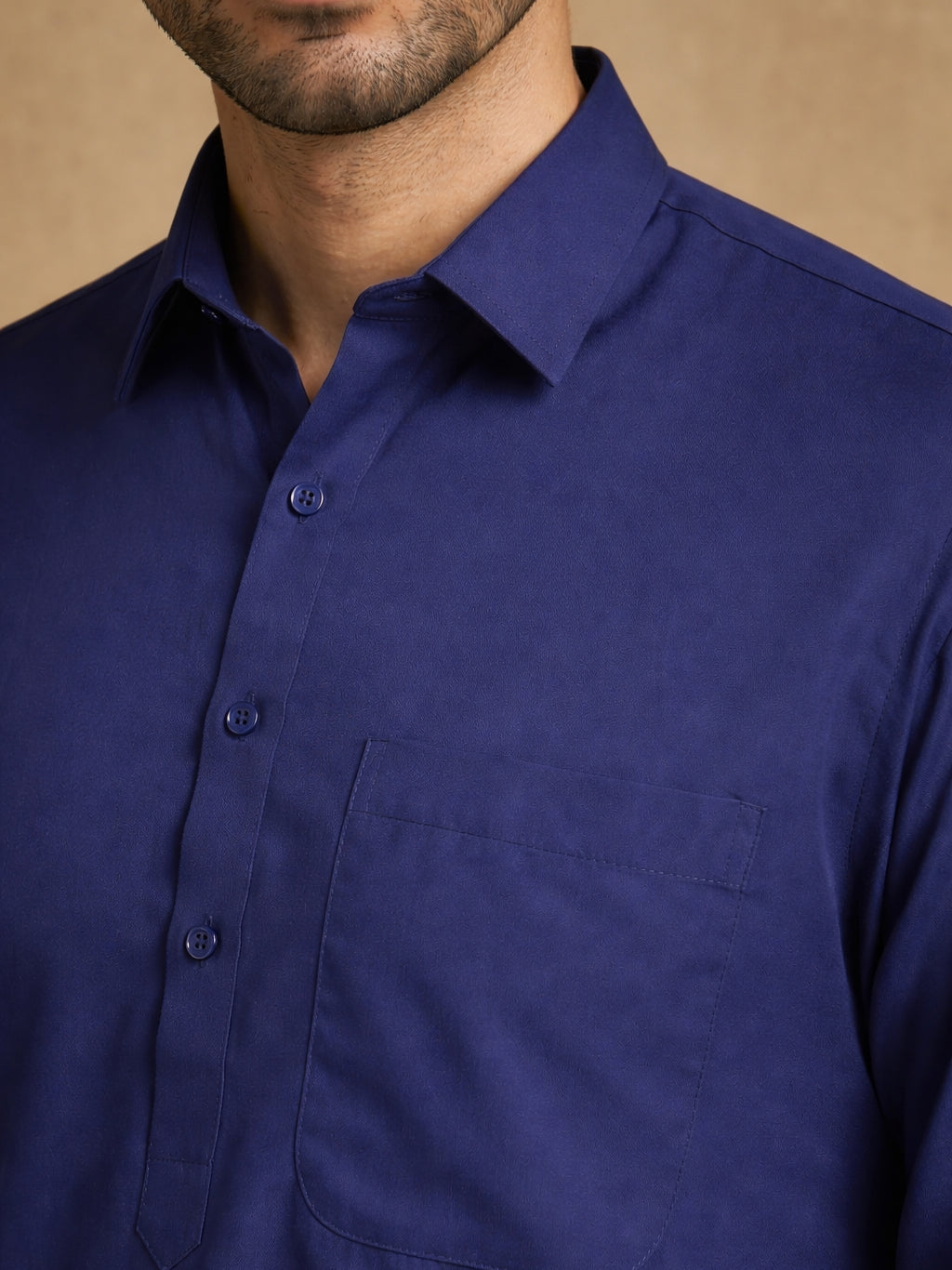 Men's Solid Pathani Kurta with Salwar ( ANMKP 696Navy )