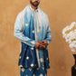 Embroidered Silk Blend Kurta with Dupatta ( HOPKO D 023Peacock )
