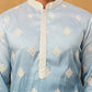Embroidered Silk Blend Kurta with Dupatta ( HOPKO D 023Peacock )