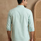 Men’s Green Striped Short Kurta ( HOPSK 5394Green )