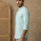 Men’s Green Striped Short Kurta ( HOPSK 5394Green )
