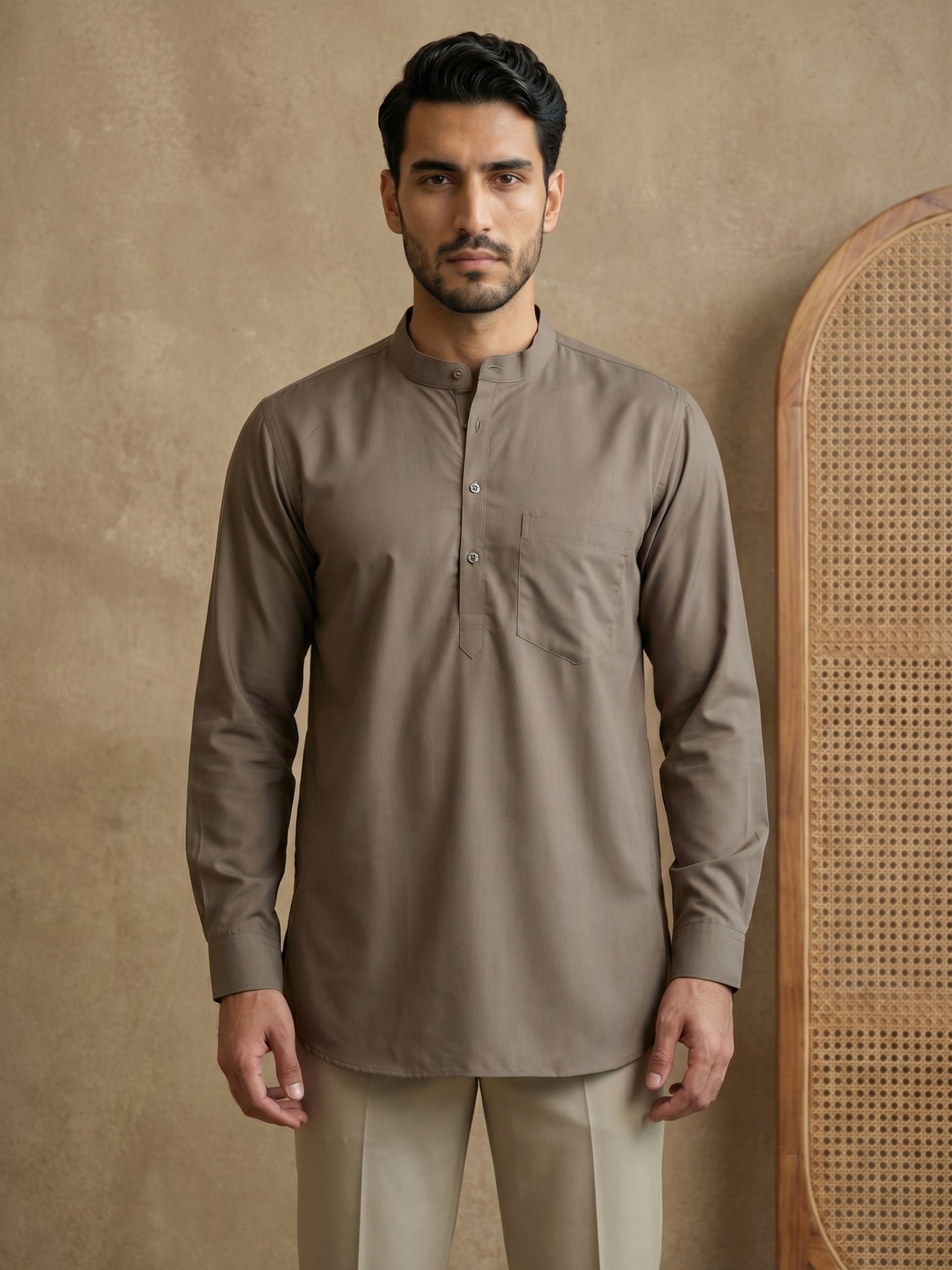 Brown Casual Solid Short Kurta ( HOPSK 5397Brown )