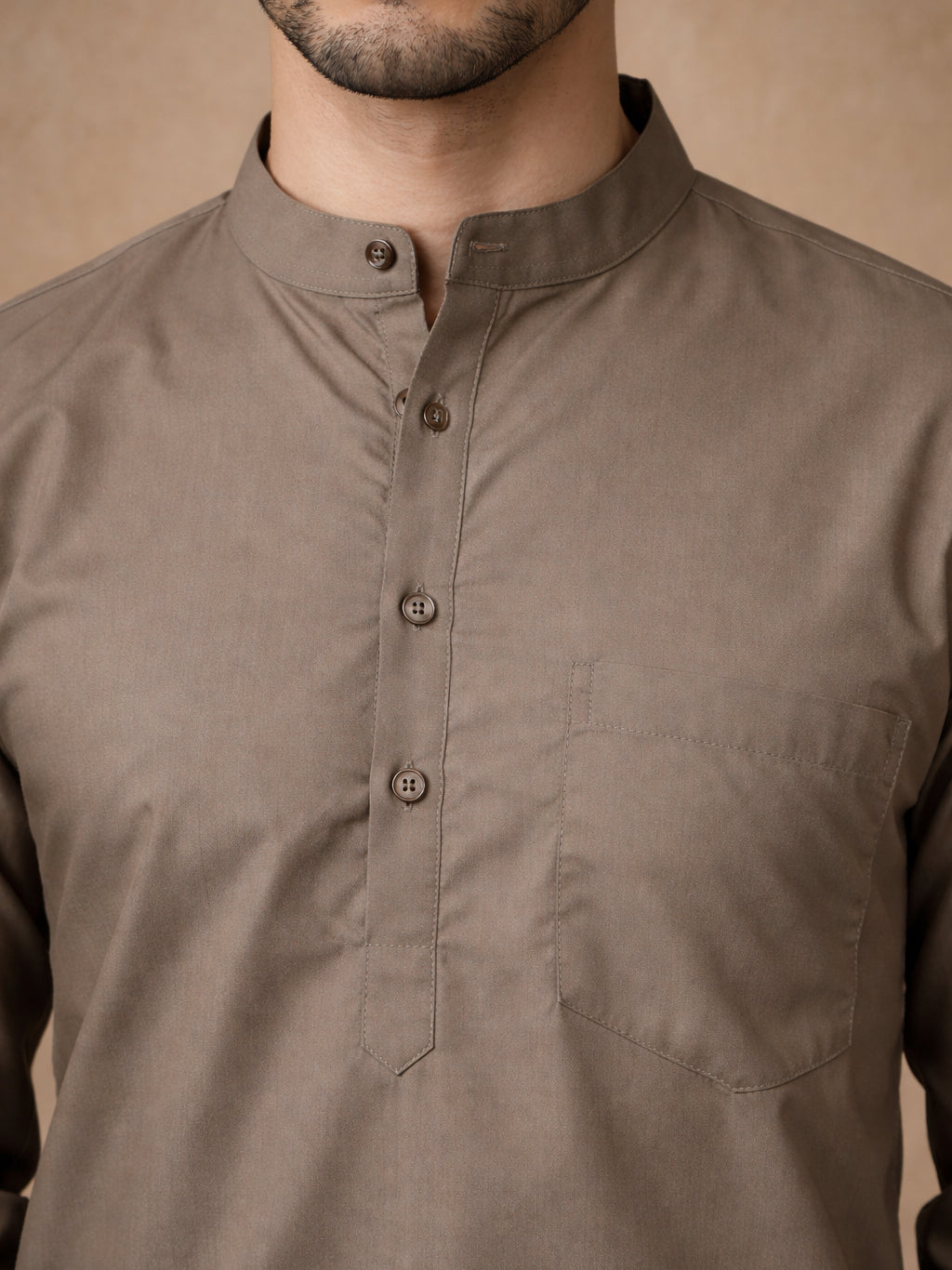 Brown Casual Solid Short Kurta ( HOPSK 5397Brown )