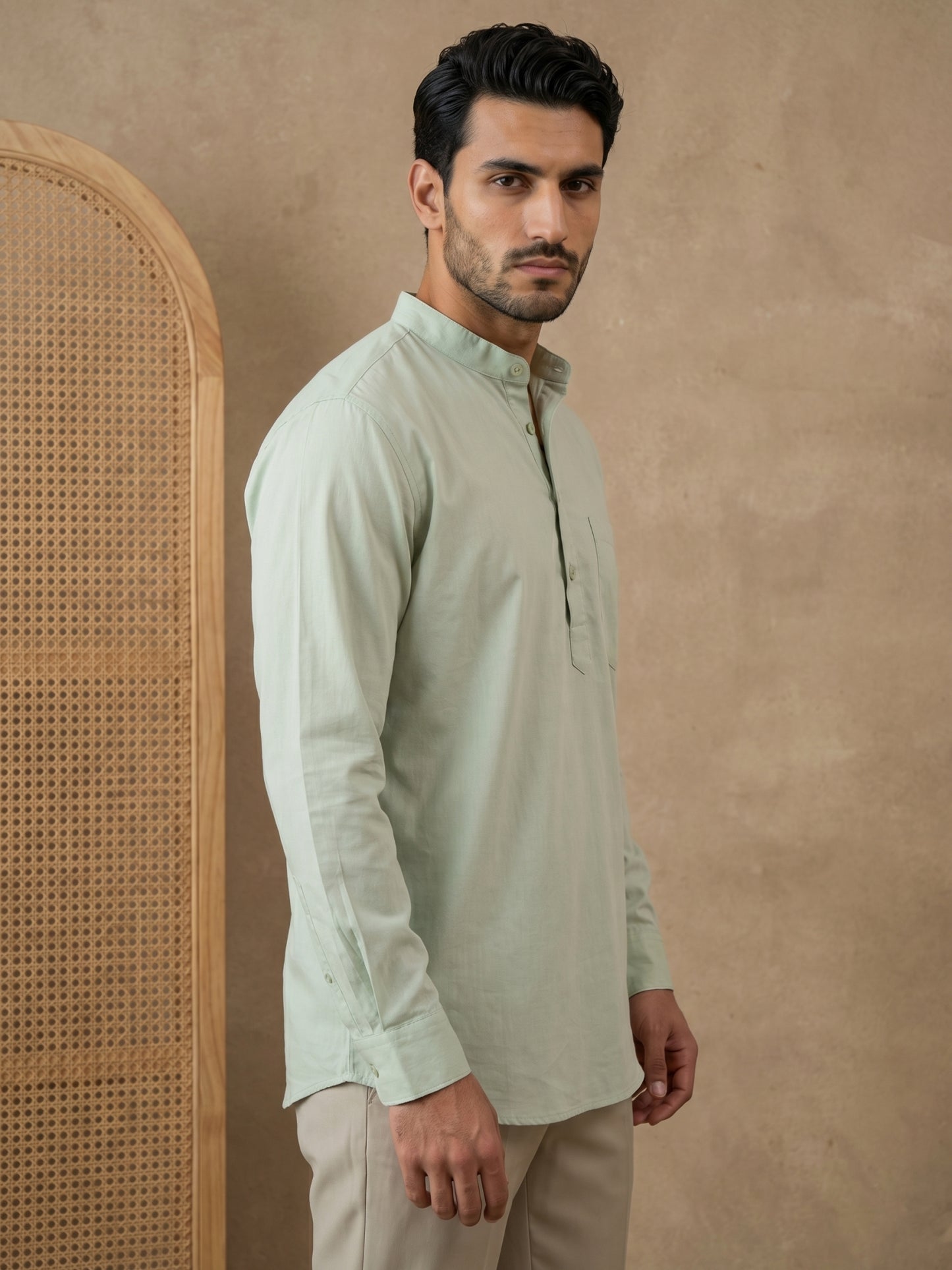 Pista Casual Solid Short Kurta ( HOPSK 5397Pista )