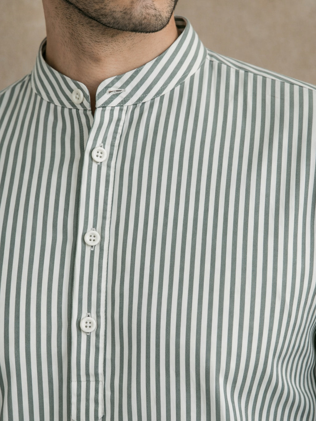 Men’s Green Striped Short Kurta ( HOPSK 5456Green )