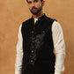 Velvet Sequin Work Nehru Jacket ( HOPWC 7027Black )