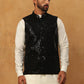 Velvet Sequin Work Nehru Jacket ( HOPWC 7027Black )