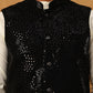 Velvet Sequin Work Nehru Jacket ( HOPWC 7027Black )