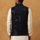 Velvet Sequin Work Nehru Jacket ( HOPWC 7028Navy )