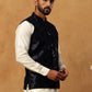 Velvet Sequin Work Nehru Jacket ( HOPWC 7028Navy )