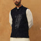 Velvet Sequin Work Nehru Jacket ( HOPWC 7028Navy )