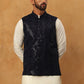 Velvet Sequin Work Nehru Jacket ( HOPWC 7028Navy )