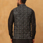 Velvet Sequin Work Nehru Jacket ( HOPWC 7029Black )
