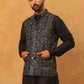 Velvet Sequin Work Nehru Jacket ( HOPWC 7029Black )
