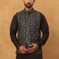 Velvet Sequin Work Nehru Jacket ( HOPWC 7029Black )