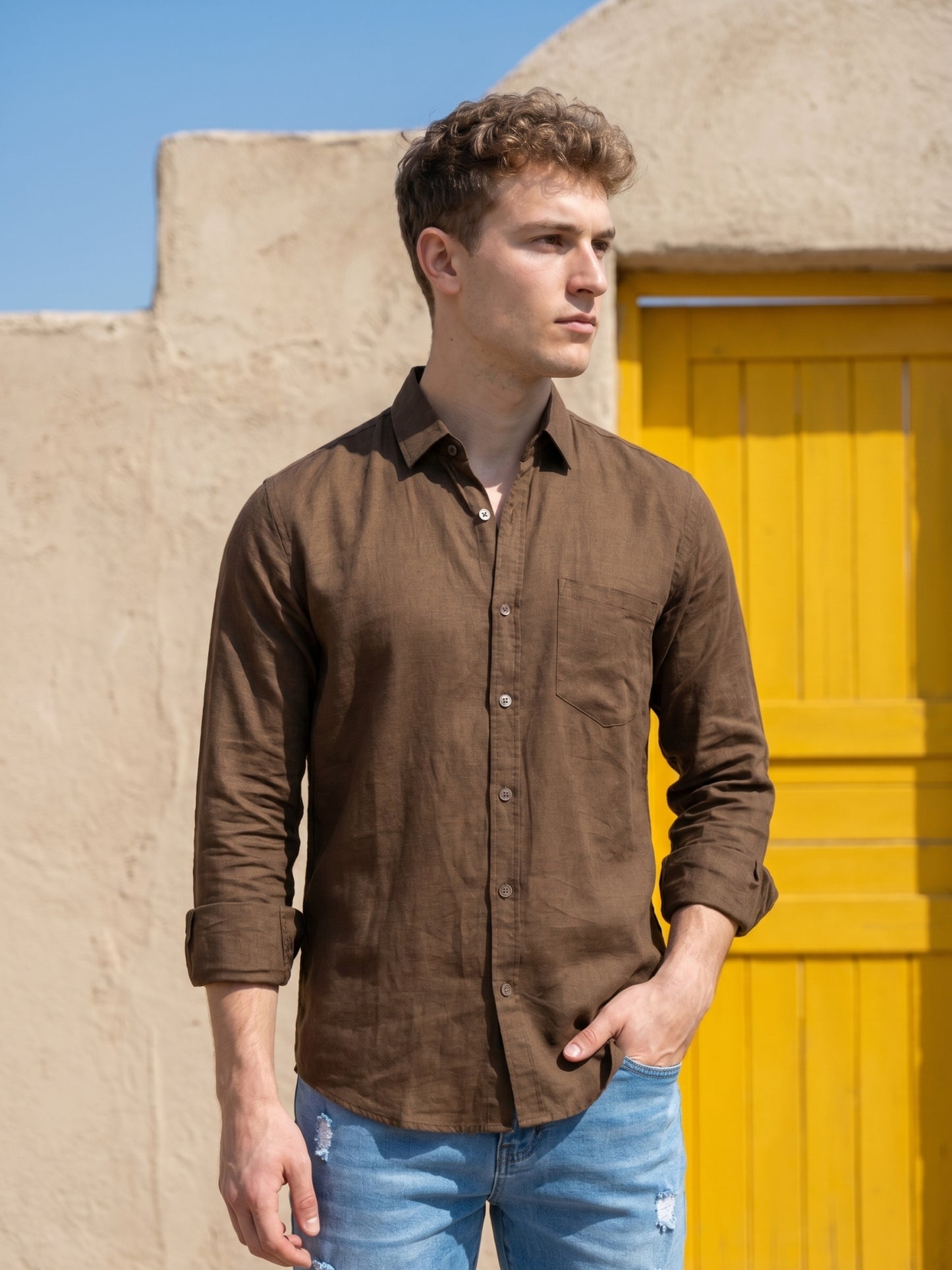 Solid Casual Shirt for Men ( RDSH 006Coffee )
