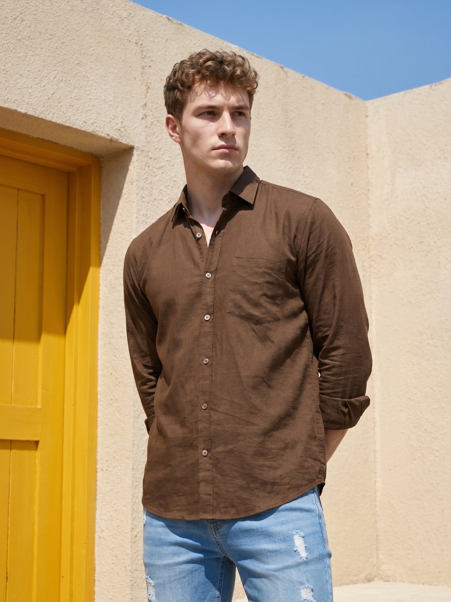 Solid Casual Shirt for Men ( RDSH 006Coffee )