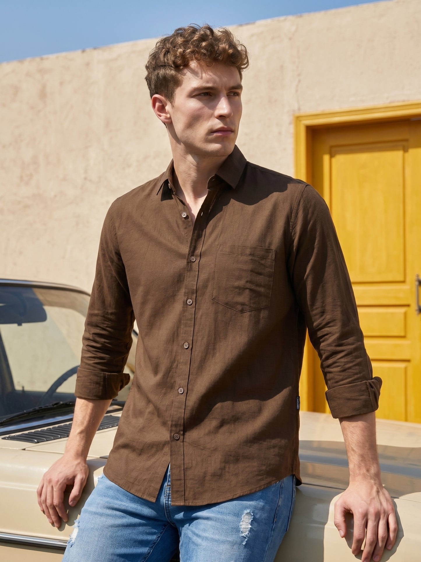 Solid Casual Shirt for Men ( RDSH 006Coffee )