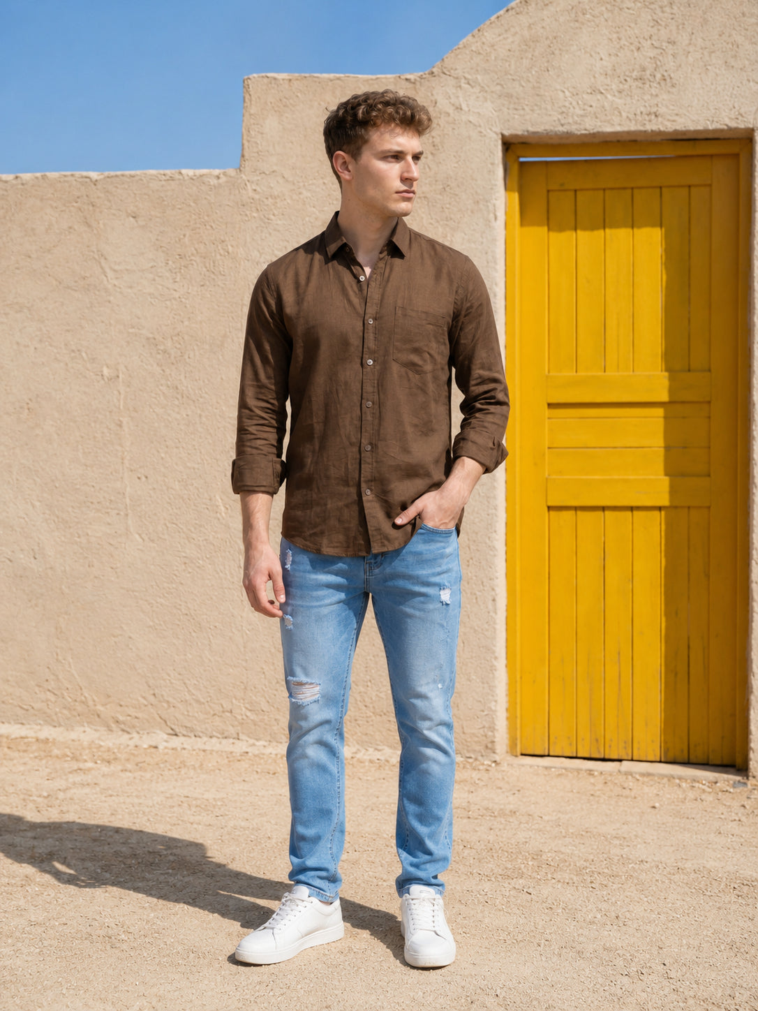 Solid Casual Shirt for Men ( RDSH 006Coffee )