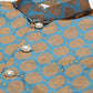 Jompers Men's Golden Dupion Silk Kurta with Churidar & Nehru Jacket ( JOKPWC G-D 4026Blue )