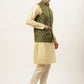 Men's Woven Design Nehru Jacket and Kurta Pyjama Set