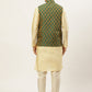 Men's Woven Design Nehru Jacket and Kurta Pyjama Set