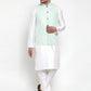 Jompers Men's Solid Dupion Kurta Pajama with Embroidered Nehru Jacket ( JOKPWC OW-D 4012Light-Green )