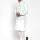Jompers Men's Solid Dupion Kurta Pajama with Embroidered Nehru Jacket ( JOKPWC OW-D 4012Light-Green )
