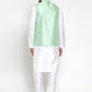 Jompers Men's Solid Dupion Kurta Pajama with Embroidered Nehru Jacket ( JOKPWC OW-D 4012Light-Green )