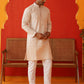 Sequins & Embroidered Kurta Pyjama Set For Men ( JJOKP P 5128Beige )