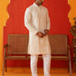 Sequins & Embroidered Kurta Pyjama Set For Men ( JJOKP P 5128Cream )