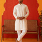 Sequins & Embroidered Kurta Pyjama Set For Men ( JJOKP P 5128Cream )