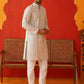 Sequins & Embroidered Kurta Pyjama Set For Men ( JJOKP P 5128Grey )