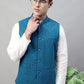 Men Sequins Embroidered Rayon Nehru Jacket