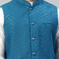 Men Sequins Embroidered Rayon Nehru Jacket