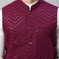 Men Sequins Embroidered Rayon Nehru Jacket