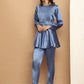 Women's Embroidered A-line Top and Trouser With Belt