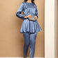 Women's Embroidered A-line Top and Trouser With Belt