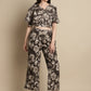 Women Brown Printed Crop Top With Palazzos