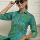 Women's Green Printed Shirt and Trouser Co-ords Set